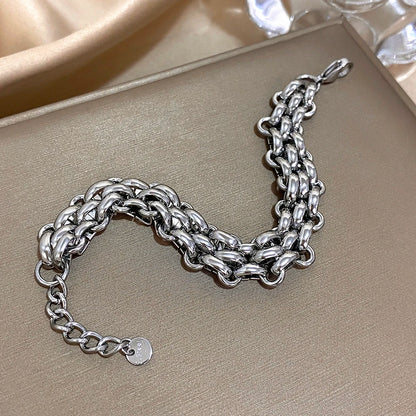 Greatera Handmade Braided Titanium Steel Bracelet – Waterproof Contrast Color Chain Bangle for Men & Women Classic Jewelry