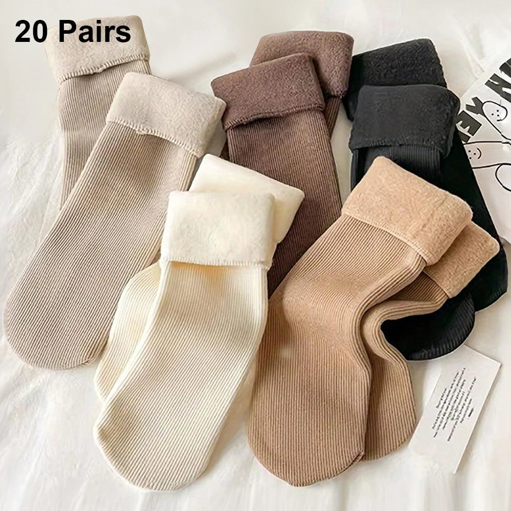 5/10/20 Pairs Women’s Winter Warm Socks — Thick Thermal Cashmere Wool Short Socks for Boots & Home