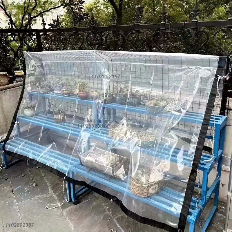 Clear Waterproof Tarpaulin with Grommets – Transparent Poly Tarp Rainproof Garden Plant Cover & Insulated Shed Cloth