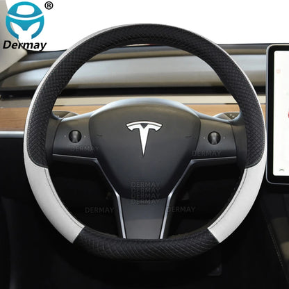 Tesla Model 3 Steering Wheel Cover – PU Leather Non-Slip Auto Accessory, 9 Colors (2016-2023)