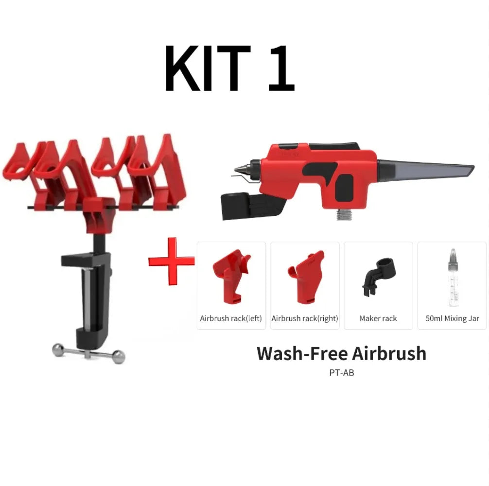 DSPIAE PT-AB Wash-Free Airbrush Set with Marker Rack – Quick Paint Change Tool for Gundam Models, Scale Model Painting & DIY Hobby Craft Tools