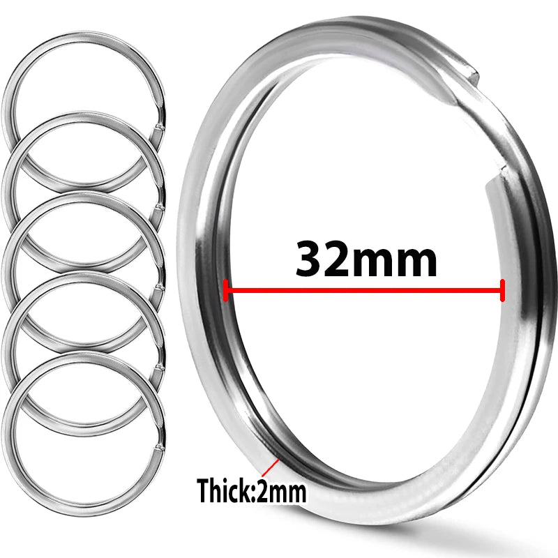 10/30PCS Stainless Steel Key Rings - Polished Silver Round Split Rings for DIY Jewelry Making & Keychain Crafts 25-35mm
