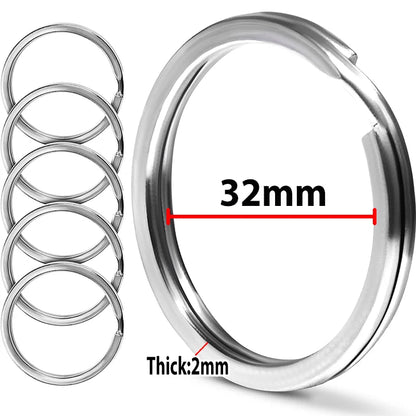 10/30PCS Stainless Steel Key Rings - Polished Silver Round Split Rings for DIY Jewelry Making & Keychain Crafts 25-35mm