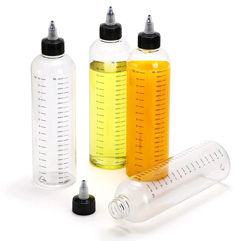 30ml-500ml Empty Hair Dye Bottles — Measured Twist Cap Refillable Squeeze Containers