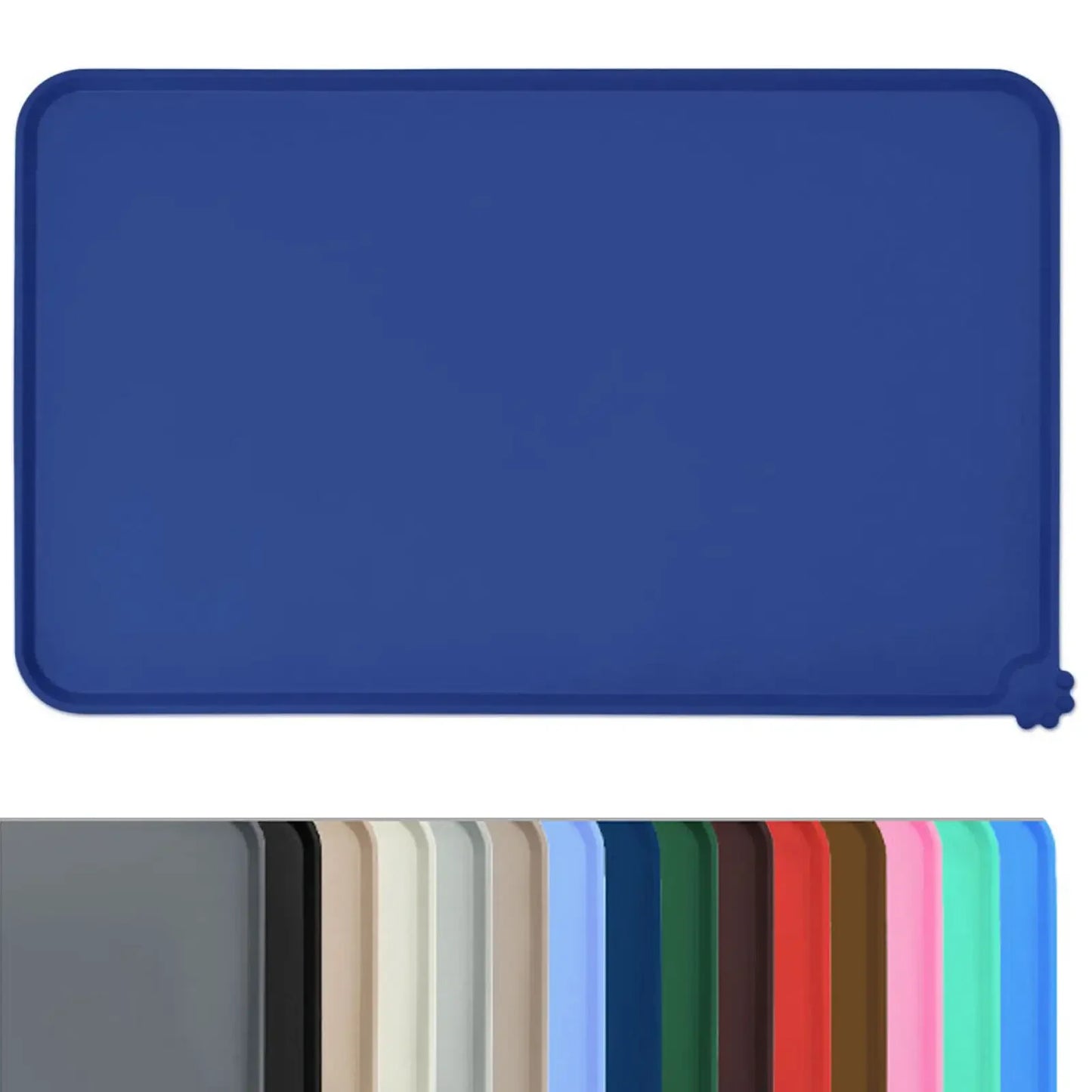 Waterproof Silicone Pet Food Mat – Non-Slip High-Lipped Feeding Bowl Mat for Cats & Dogs, Non-Stick Floor Protector Pad
