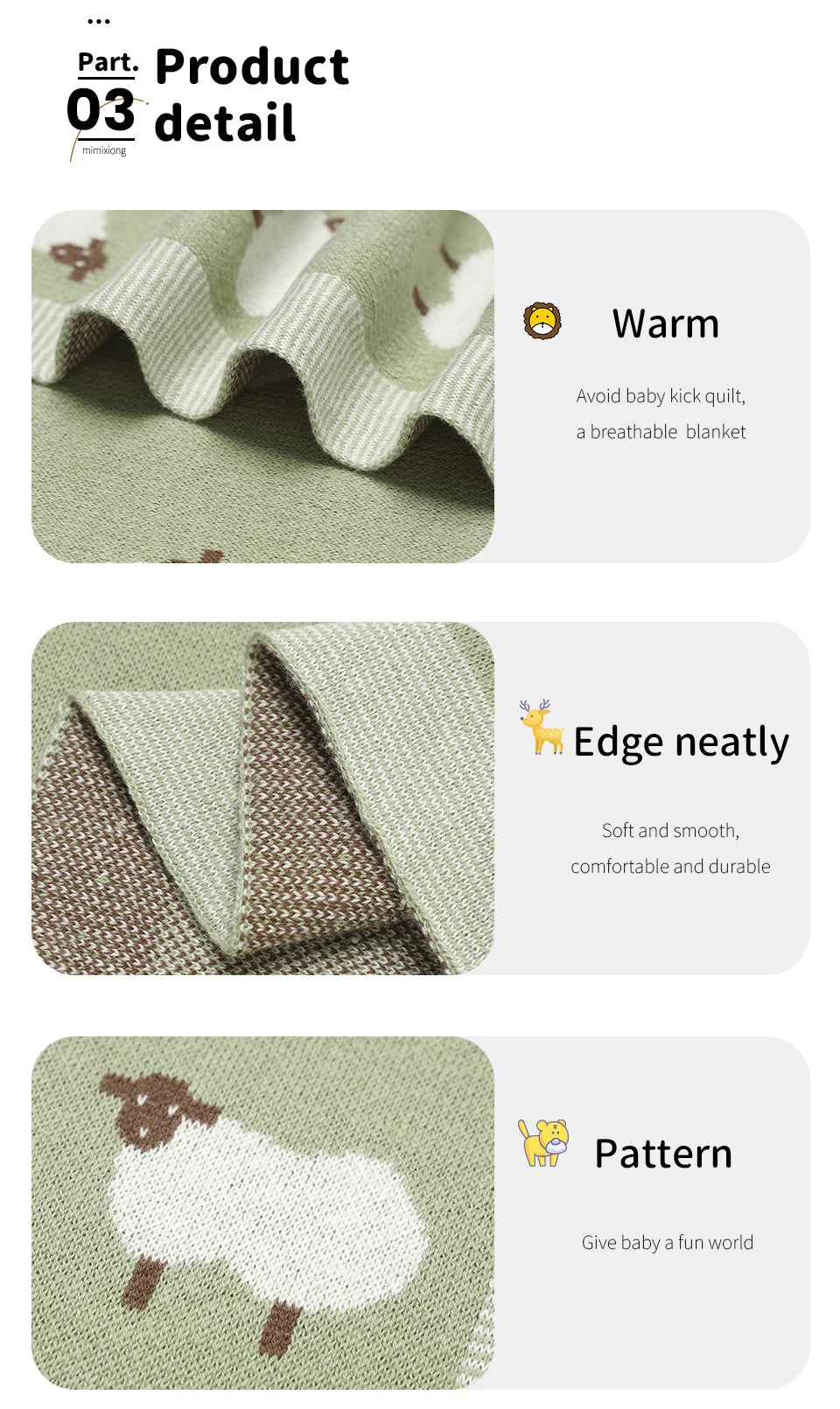 Baby Cotton Knitted Blanket 90x70cm – Newborn Swaddle Wrap for Boys & Girls, Stroller & Nursery Cuddle Quilt
