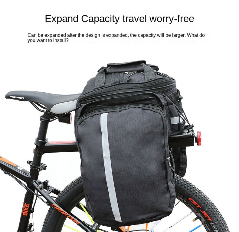 3-in-1 Waterproof Bike Trunk Bag — Large Capacity MTB & Road Bicycle Rear Seat Rack Panniers, Travel Luggage Carrier