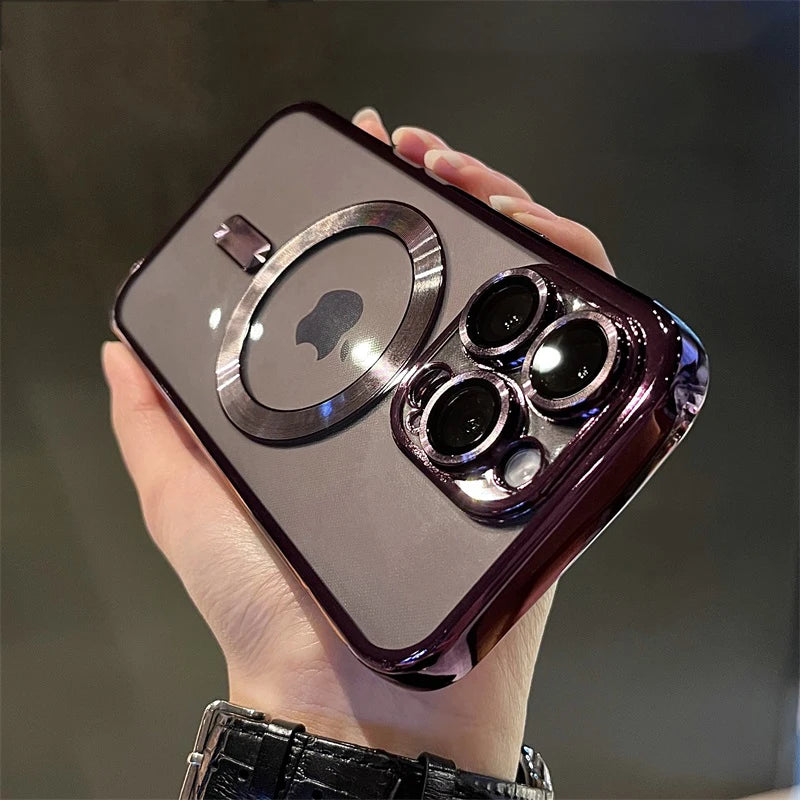 Luxury Plating MagSafe Wireless Charging Case — Clear Soft Magnetic Silicone Cover for iPhone 12–17 Pro/Max/Plus/16E