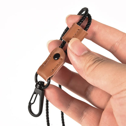 QOONG Handmade Luxury Sheepskin Keychain with Adjustable Neck Strap for Mobile & Keys M11