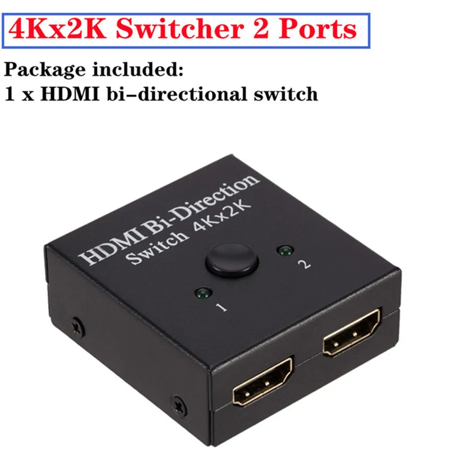 3x1 HDMI Switch 4K/1080P – 3 Input 1 Output Video Splitter Adapter Hub for Xbox, PS4, PC, Laptop & HDTV