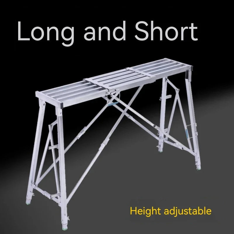 Telescopic Folding Step Stool Scaffolding Ladder – Thickened Multifunctional Adjustable Engineering & Indoor Work Platform for Decoration & Home Use