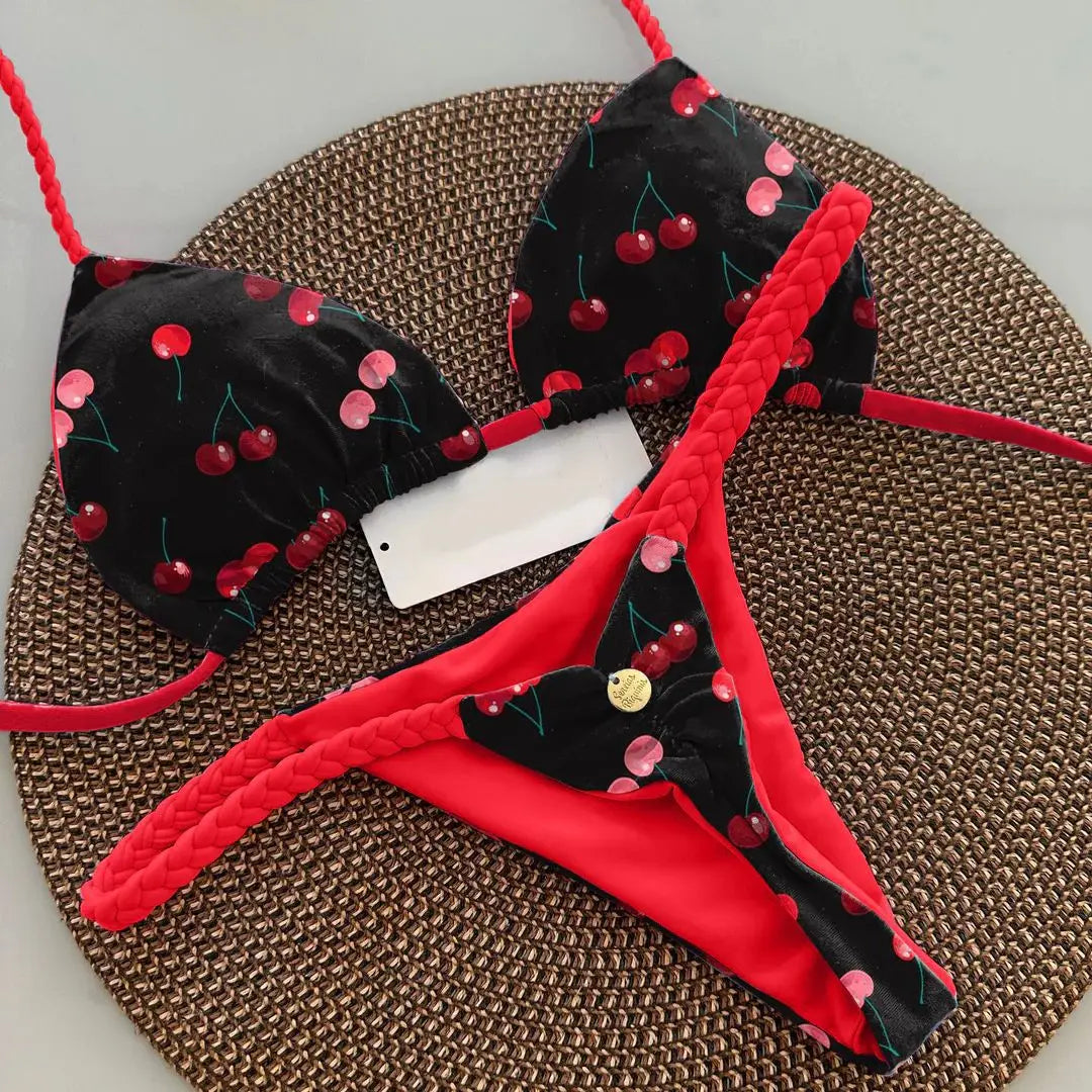 Women’s Bikini Split Print Swimwear – Sexy G-String Beach Set for Summer Holiday & Vacation Wear