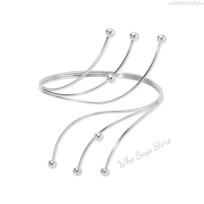 Lacteo Geometric Twisted Upper Arm Cuff Bracelet – Adjustable Water Drop Bangle for Women