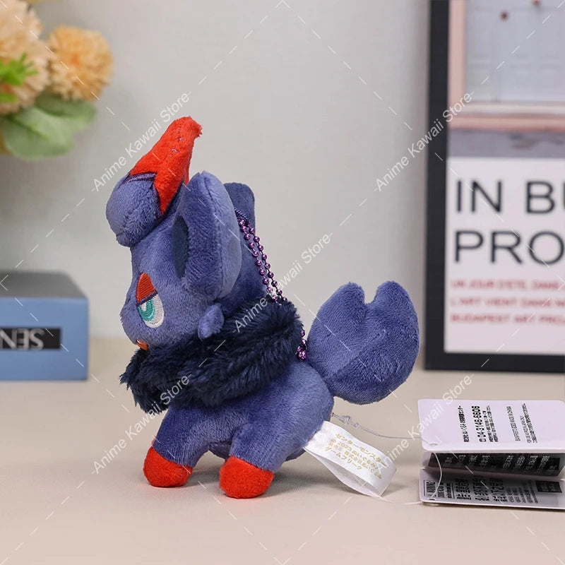 Hisuian Zorua Plush Doll – Cute Pokémon Stuffed Animal, Car Key Holder & Backpack Pendant, Xmas Gift for Students