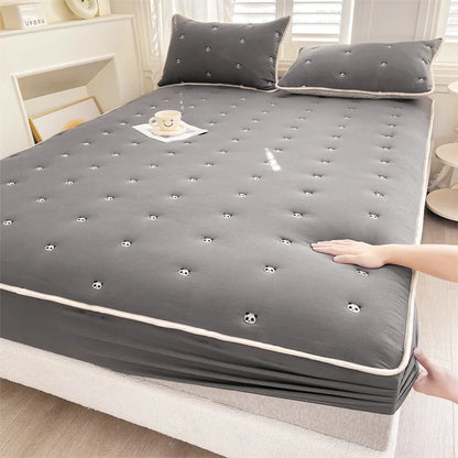 Thick Embroidered Mattress Cover 90x200 – Elastic Fitted Sheet Queen Size Bed Cover (Pillowcase Sold Separately)