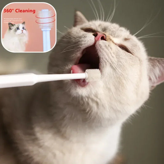 Cat Toothbrush - Soft Bristle Pet Dental Cleaning Brush for Cat Teeth Care & Grooming