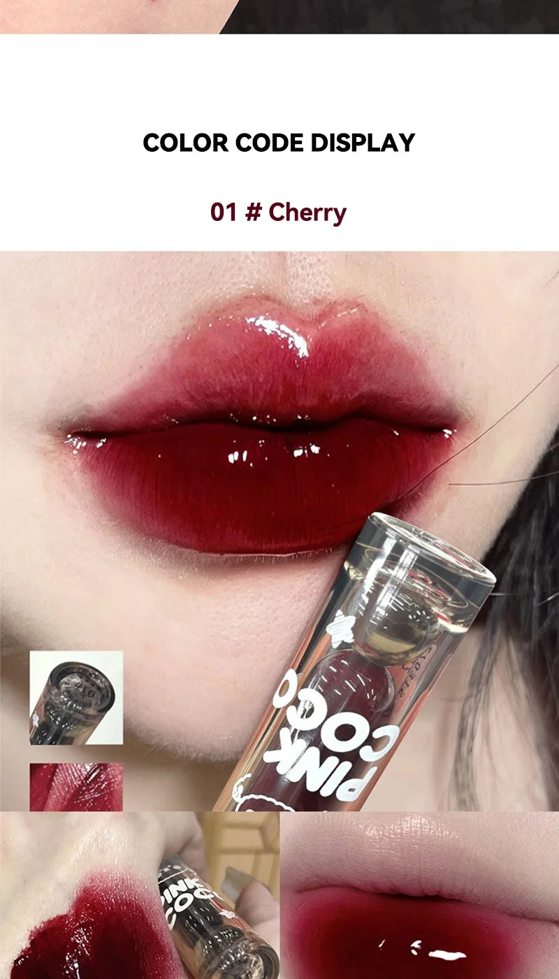 PINKCOCO Bear Doodle Mirror Lip Glaze – Long-Lasting Shiny Nude Lip Gloss, Skin-Brightening Student-Friendly Lipstick