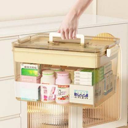 Multi-Layer Large Capacity Home Medicine Box – Transparent Medical Storage Case for First Aid & Medication Organization