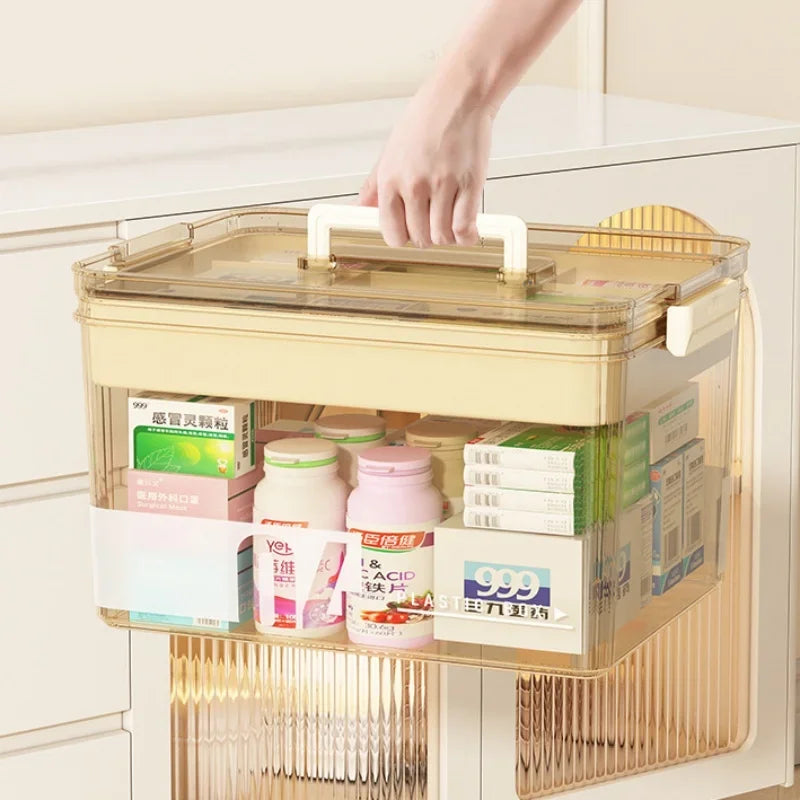 Multi-Layer Home Medicine Box – Large Capacity Transparent Medical Storage Case for First Aid & Medication Organization
