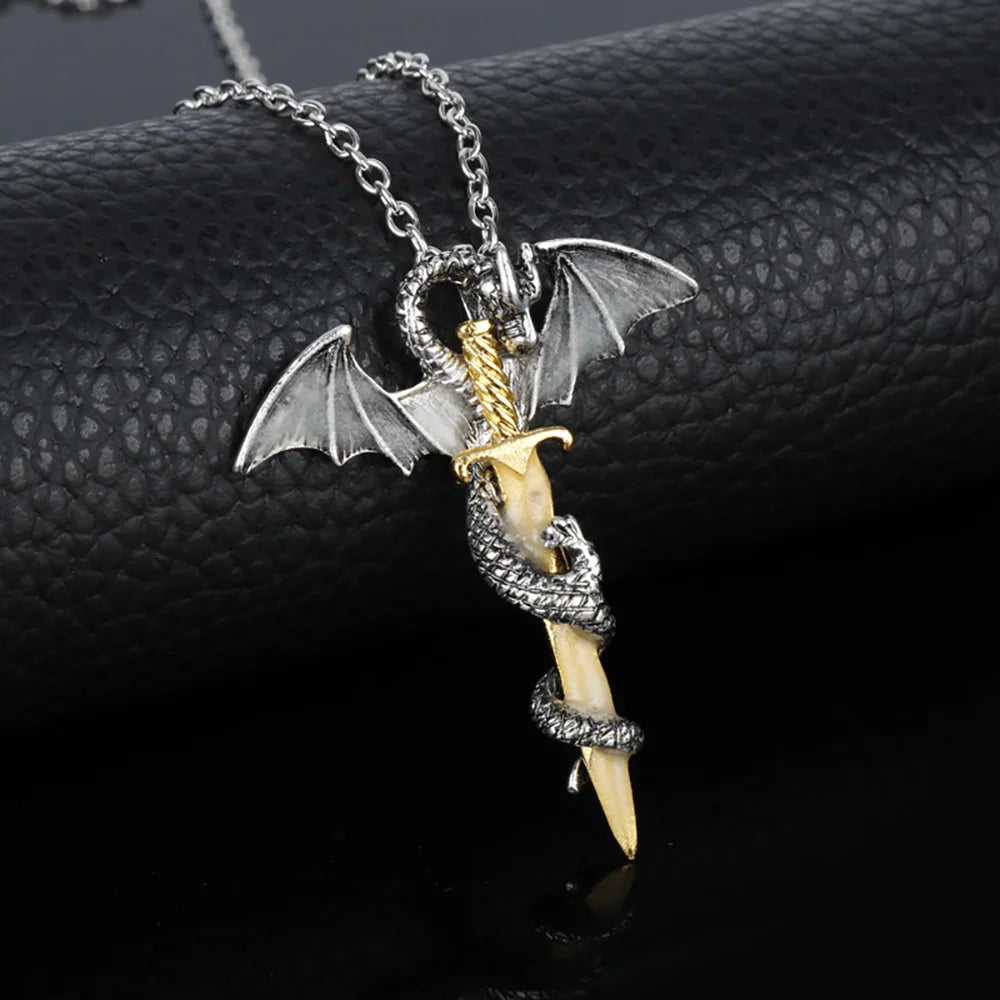 Hip-Hop Rock Dragon Necklace – Stainless Steel Chain with Luminous Alloy Pendant, Glow-in-the-Dark Night Dance Jewelry