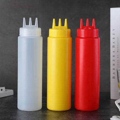 Plastic Squeeze Sauce Bottle – Graduated Jam & Salad Container with 3 Nozzles