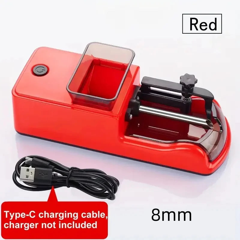 6.5/8mm Electric Cigarette Rolling Machine Type-C Automatic Tobacco Injector Maker – Portable Grass Cigarette Rolling Device Smoking Accessory