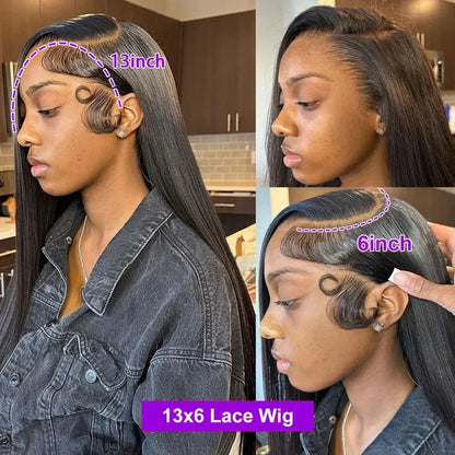 250% Density 360 Full HD Lace Front Human Hair Wig – 13x6 Straight Pre-Plucked Glueless Ready-to-Wear Wig for Women