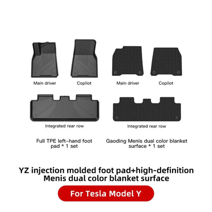 YZ Floor Mats for Tesla Model 3/Y 2021-2023 — Waterproof, Non-Slip TPE Car Accessories