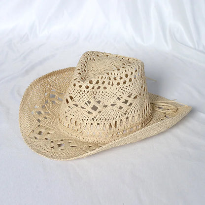Melesh Western Women's Mint Green Cowboy Hat – Straw, Wide Brim, Plasticity Strong for Sunshine & Beach Wear