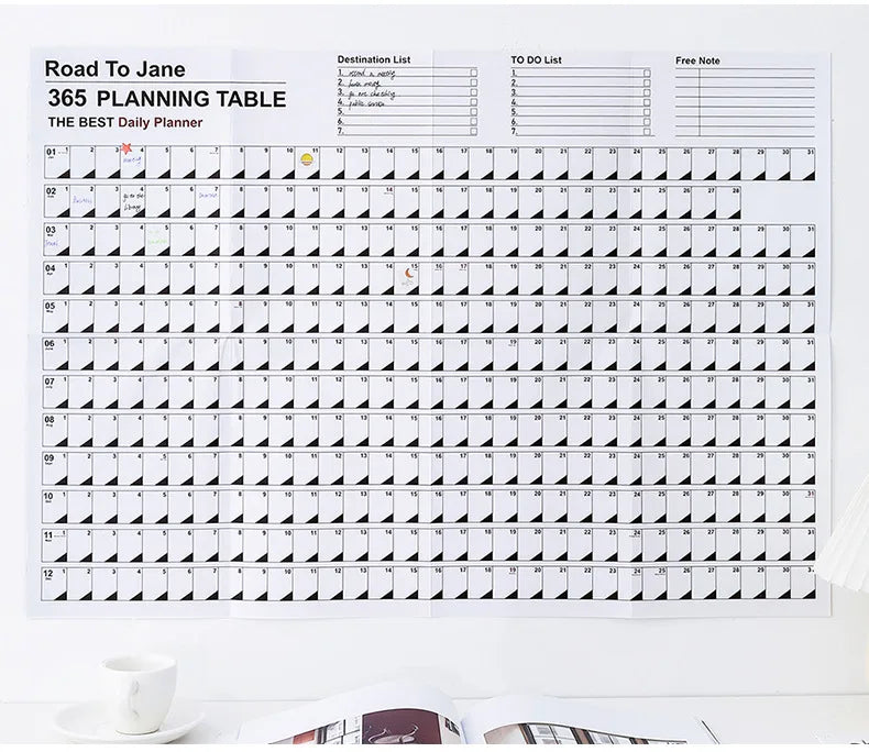 2025 2024 Large Wall Calendar Planner Sheet – Kawaii To-Do List & Schedule Organizer for Office & Home