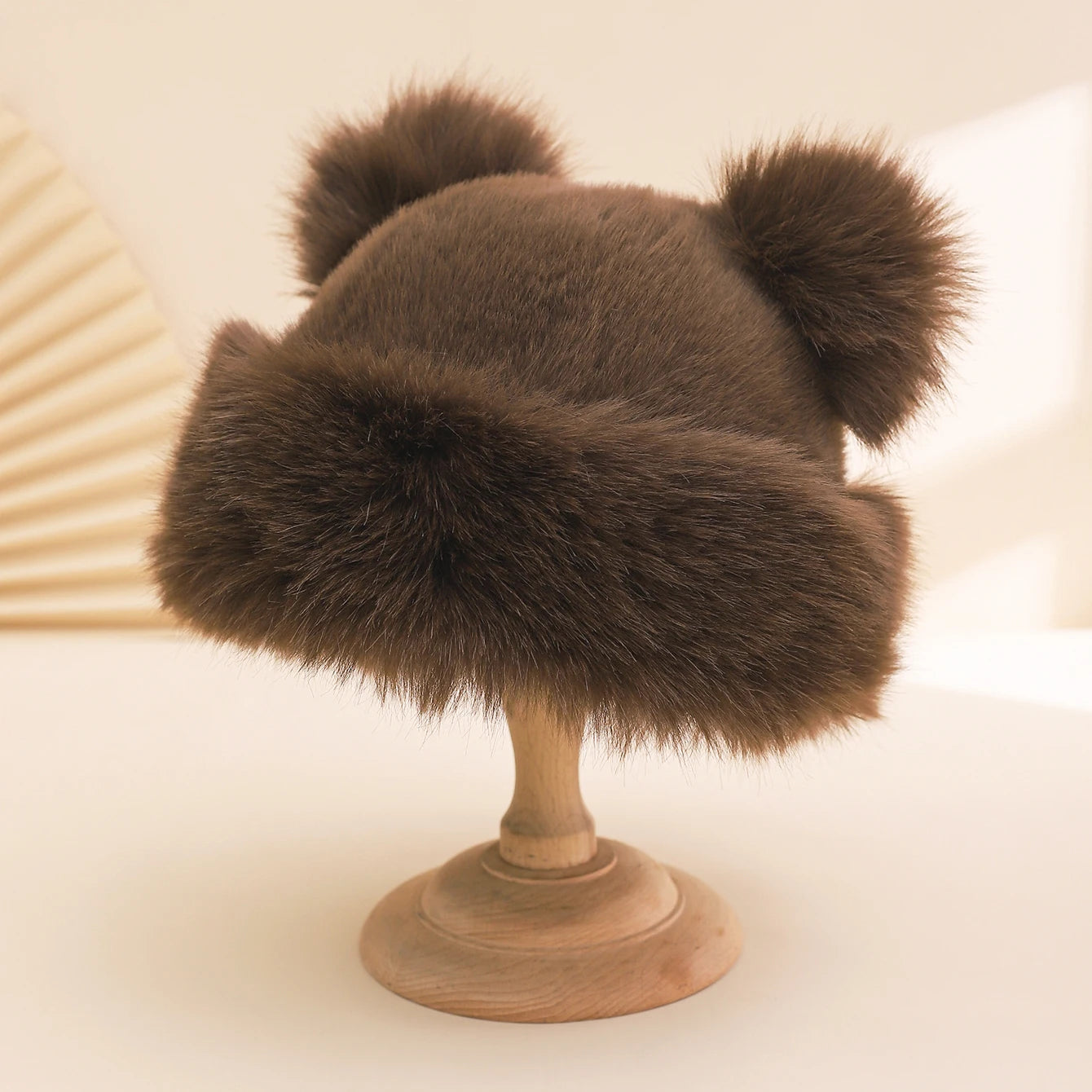 Autumn Winter Plush Big-Eared Wool Hat – Cute Solid Color Warm Ear-Protection Outdoor Beanie