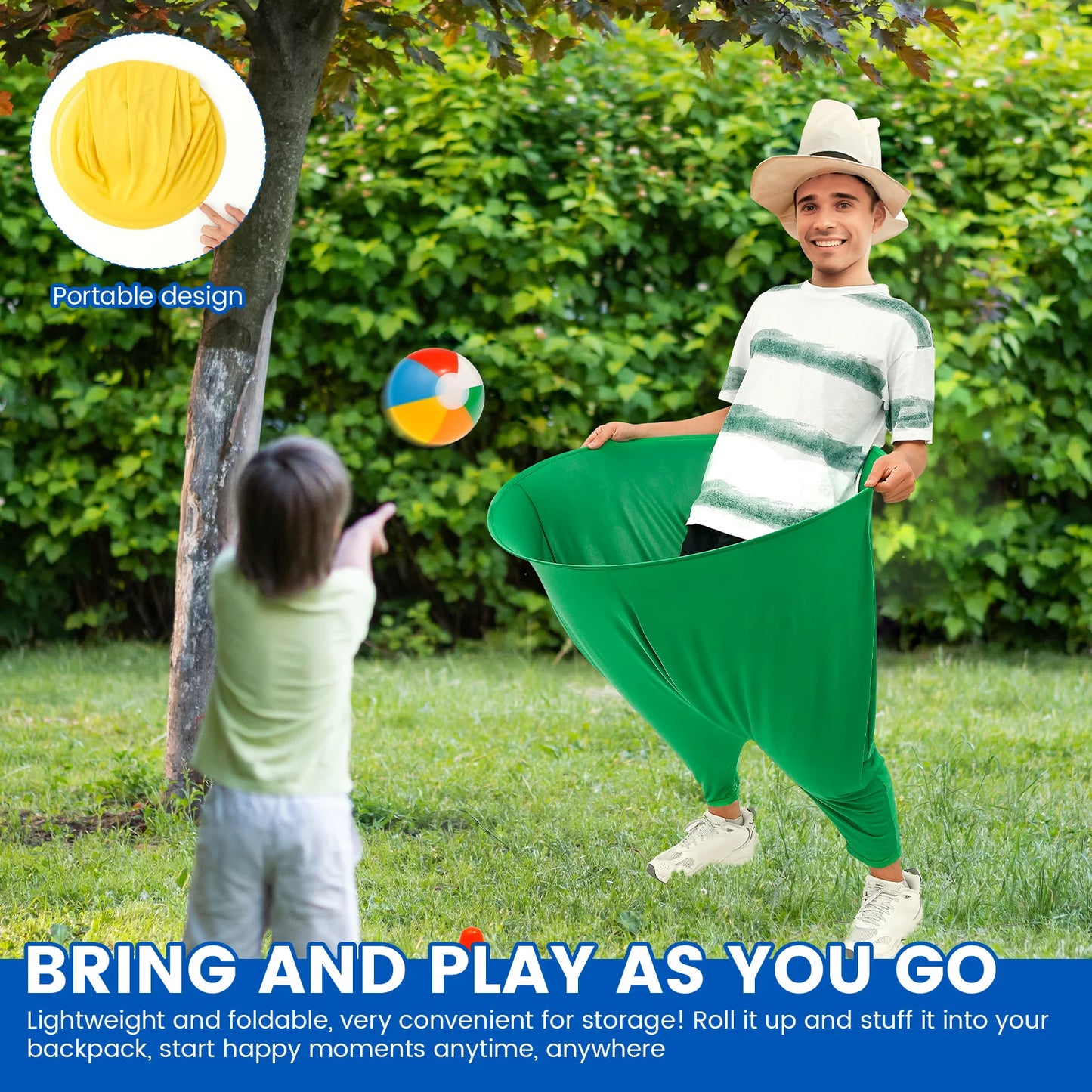 Adult Granny Pants Yard Game Set - Giant Outdoor Family Reunion Tossing Game with Marker Cones & Fun Activities