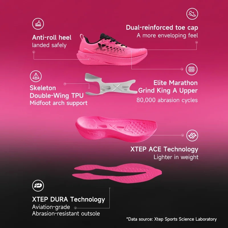 XTEP 2000km Marathon Running Shoes - Professional Cushioned Lightweight Breathable Sports Shoes