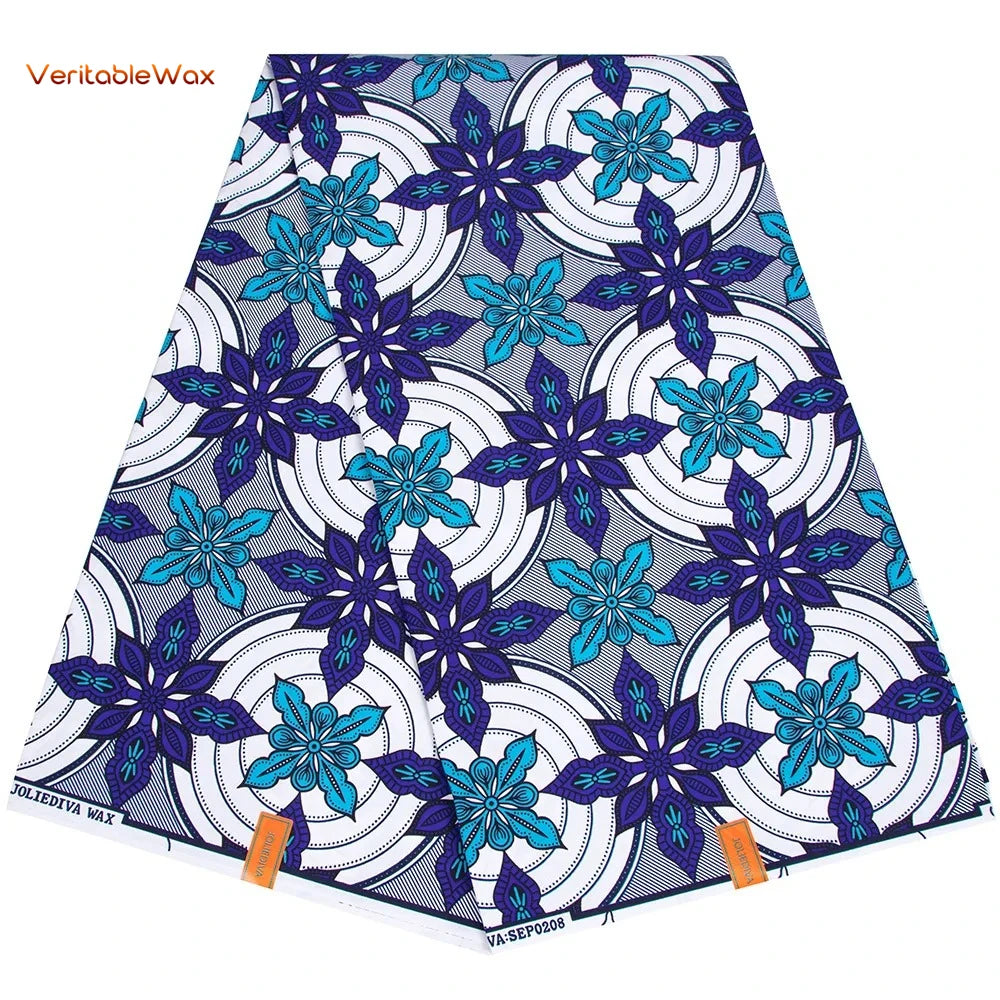 Ankara African Wax Print Fabric - Batik Pagne Polyester Material for DIY Sewing, Patchwork & Wedding Dress Craft