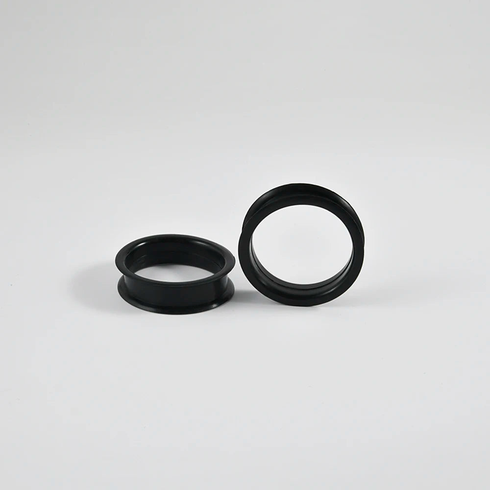 Pair of Supersize Black Silicone Double Flared Ear Tunnel Plugs — Flesh Gauge Expander Stretchers for Piercing