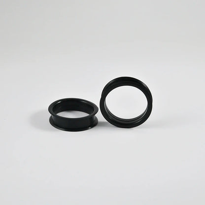 Pair of Supersize Black Silicone Double Flared Ear Tunnel Plugs — Flesh Gauge Expander Stretchers for Piercing