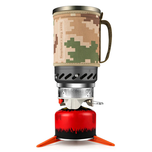 1.4L Backpacking Stove – Portable Propane Camp Burner with Red Tripod for Camping Cooking Gear