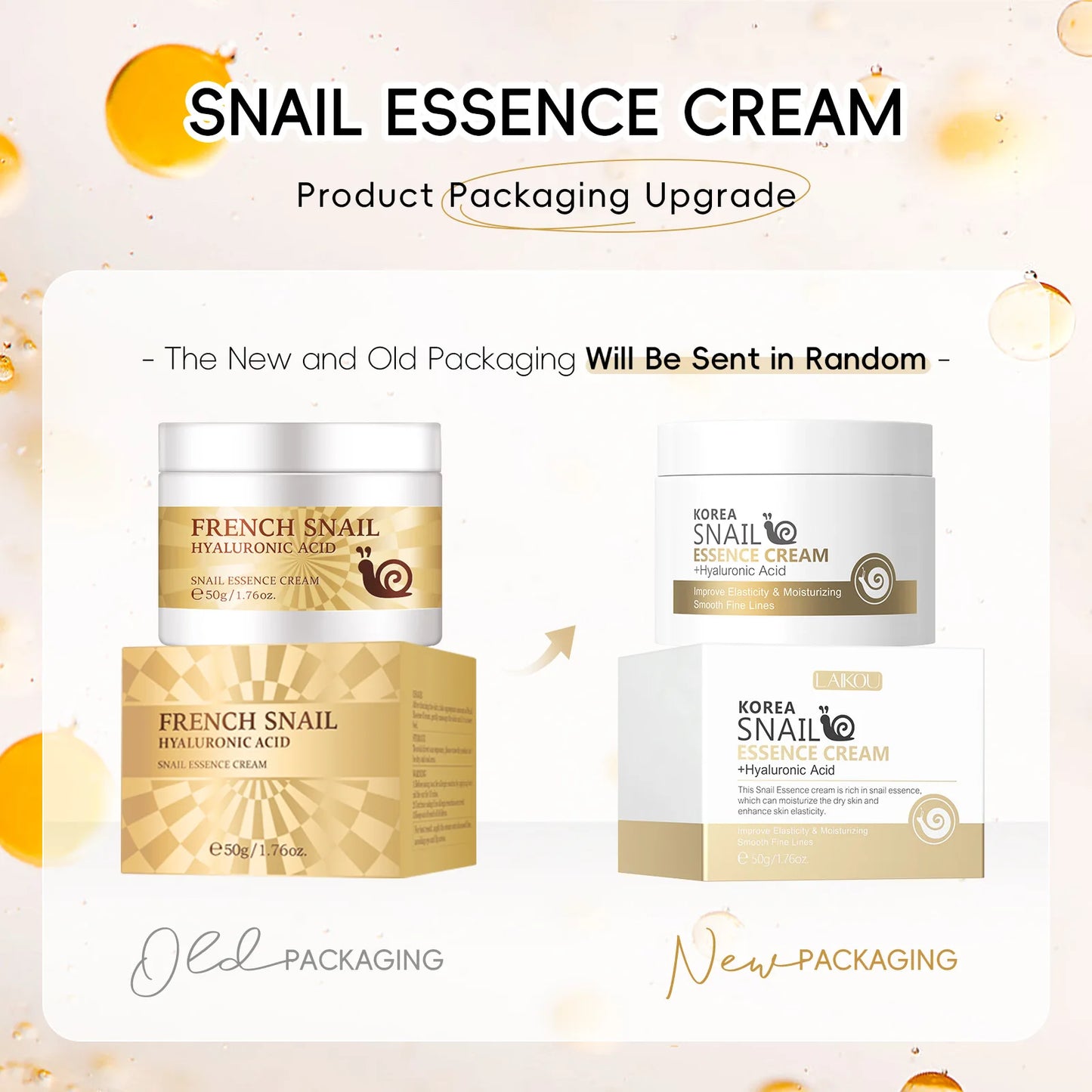 50g Snail Face Cream – Hydrating Hyaluronic Acid Moisturizer, Smooths Dry Rough Skin, Nourishing Essence Skincare for Soft Radiant Face Cream