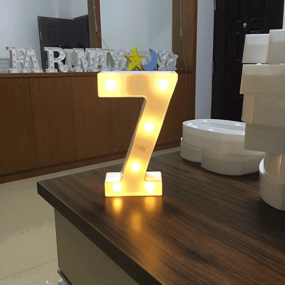 LED Number & Letter Night Light - Luminous A-Z Alphabet & 0-9 Lamp for Party and Wedding Decor