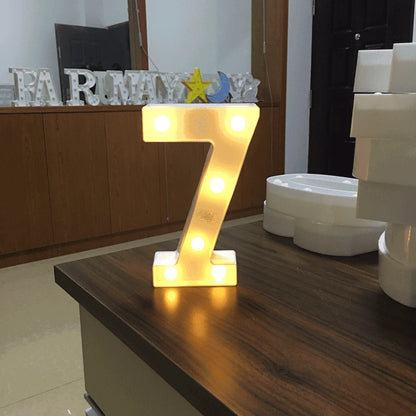 LED Number & Letter Night Light - Luminous A-Z Alphabet & 0-9 Lamp for Party and Wedding Decor