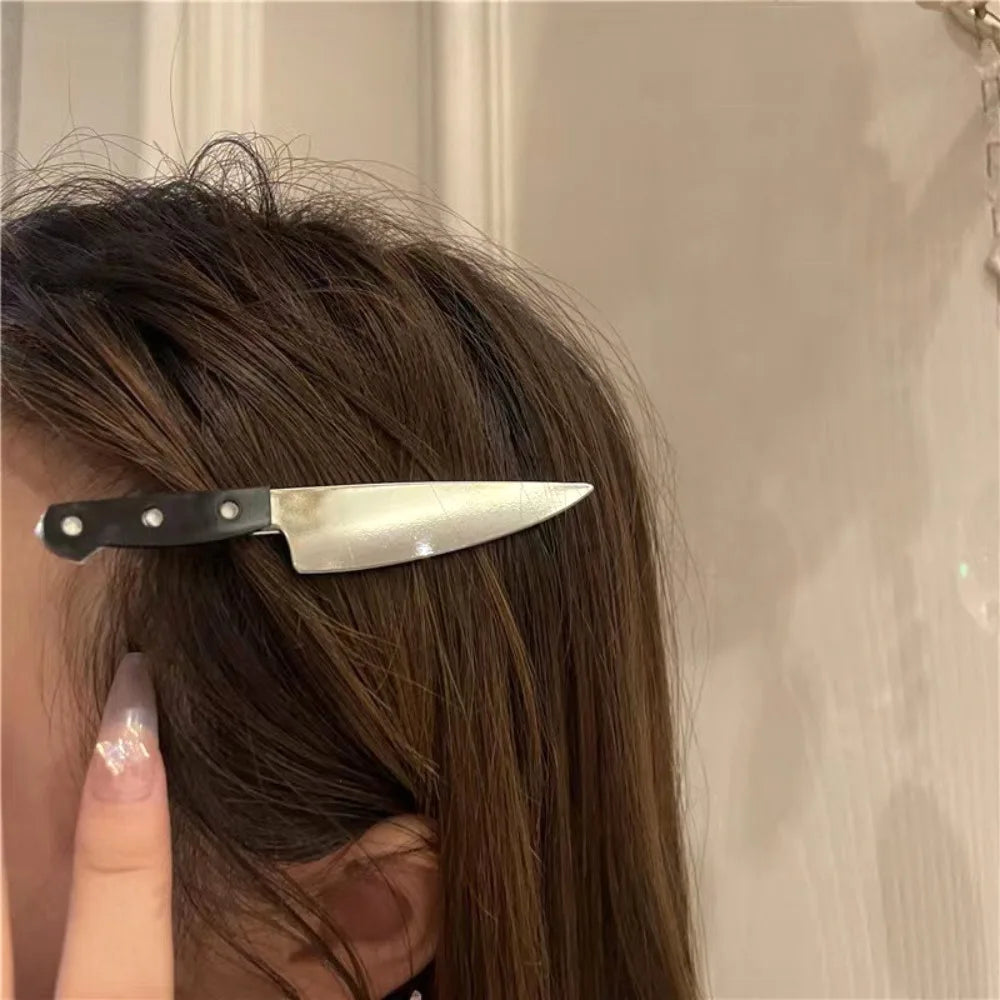 Gothic Knife Hair Clip - Creative Cosplay Side Bang Hairpin Party Accessory