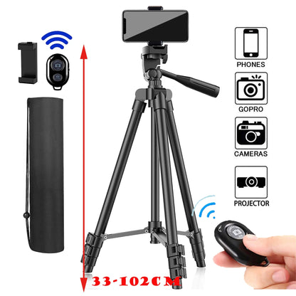 100cm Phone Tripod Stand – Video Recording Tripod with Bluetooth Remote, Universal Camera & Phone Photography Stand