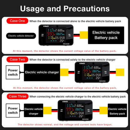 KWS-DC26 Electric Power Meter - DC8-80V LED Voltmeter Ammeter Battery Charging Tester with XT60 & XT90 Plug