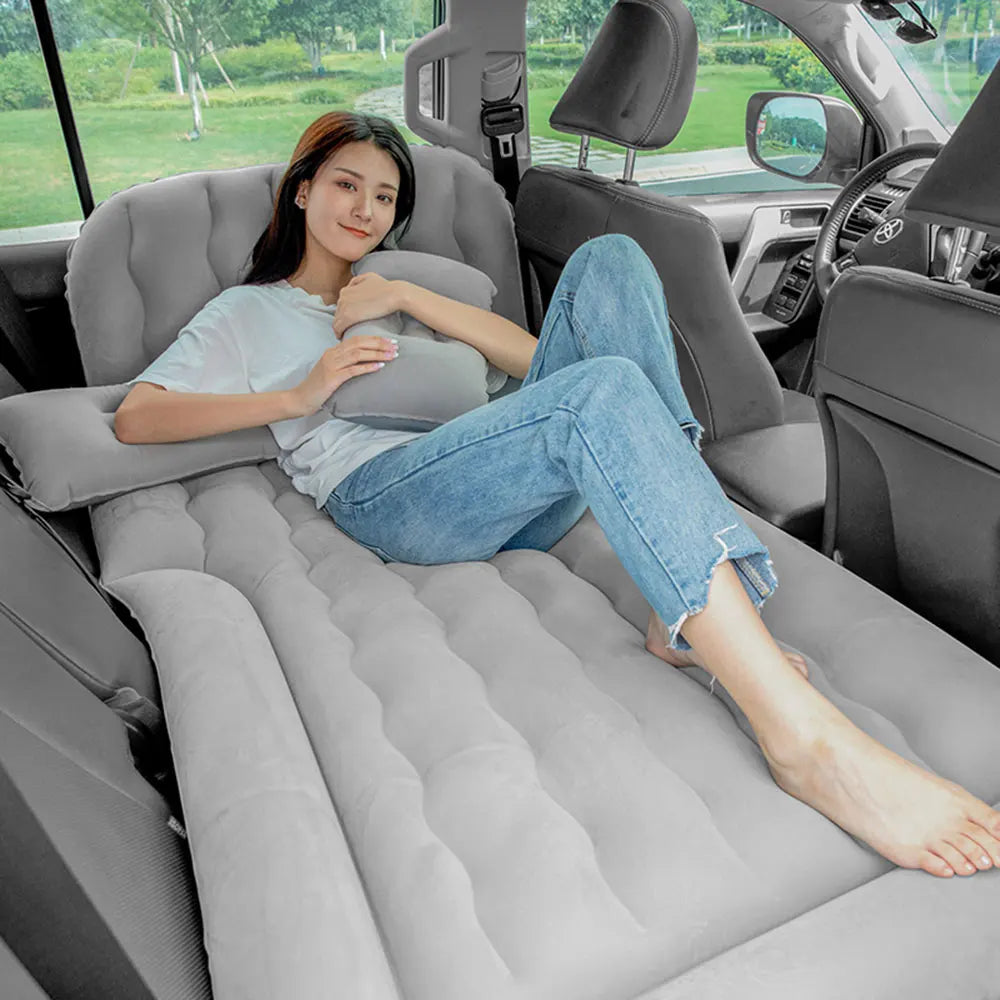 Portable SUV Travel Air Mattress Cushion - Inflatable Car Bed with 2 Pillows, Camping Mattress for Outdoor Adventures