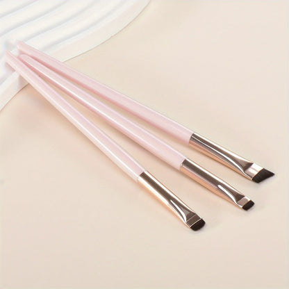 3 Pcs Eyeliner Brush Set – Oblique Head, Ultra-Thin Eyebrow & Eyeshadow Brushes for Precise Makeup Application