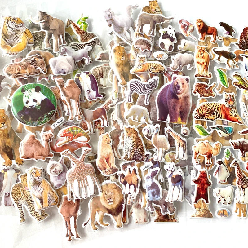10-Sheet 3D Puffy Animal Stickers - Cute Scrapbook Decorations and Fun Holiday Birthday Gifts for Kids, Boys and Girls