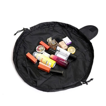 50X62CM Drawstring Elastic Makeup Storage Bag - Women's Portable Travel Black Handbag with Large Capacity, Trendy Storage Bags