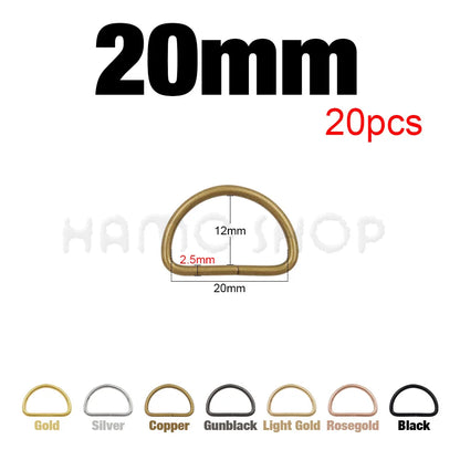 Metal D Ring Adjustable Buckle Set - Webbing Strap Clasps for Backpacks, Bags, Pet Collars, Chains & DIY Accessories