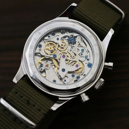40mm 1963 Pilot Aviation Mechanical Chronograph — Original Seagull ST1901 Movement Men's Sapphire Vintage Watch