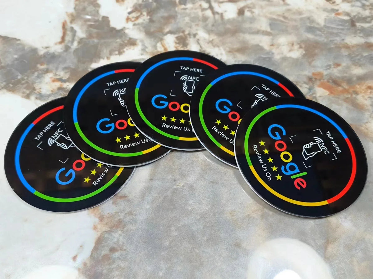 13.56MHz NFC Google Review Sticker - 10CM Programmable Acrylic NFC 215 Table Sticker